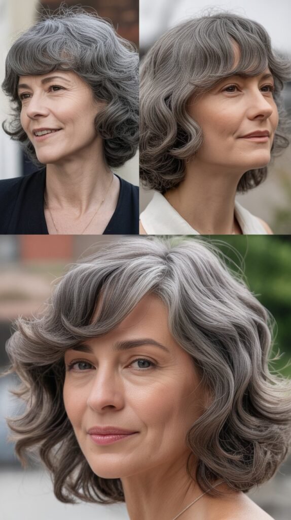 Wavy Medium Cut with Side-Swept Fringe