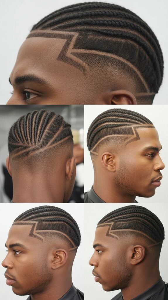  Line-Up Fade With Straight-Back Cornrows