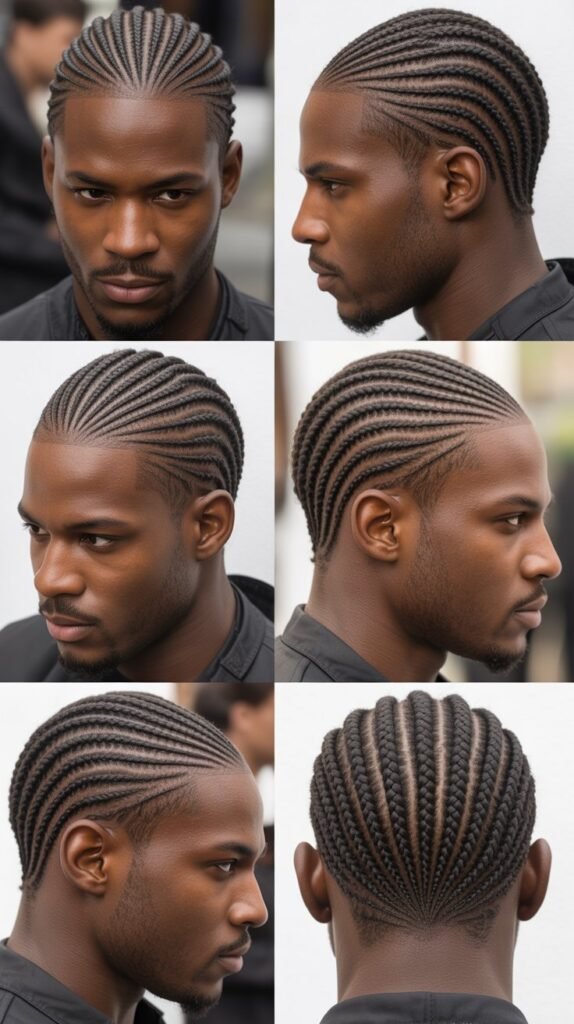 Fohawk Fade With Converging Cornrows