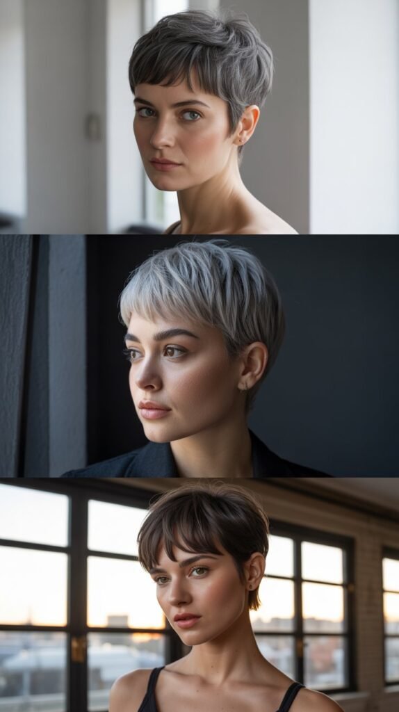 Baby Bangs on Short Gray Pixie Cuts