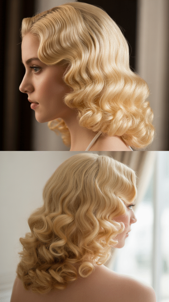  Vintage Finger Waves Half-Up