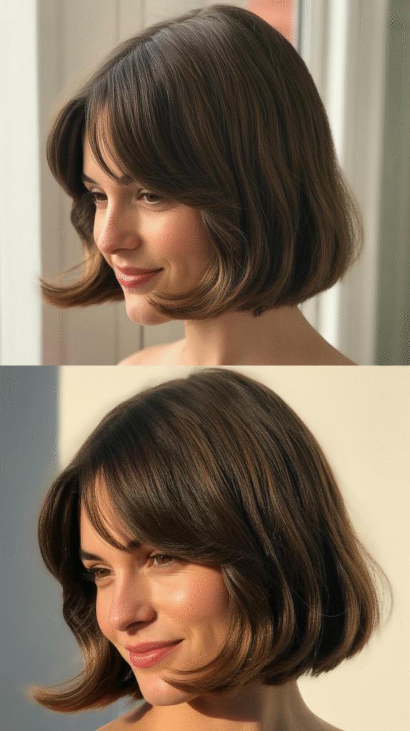  Blunt Cut with Curtain Bangs