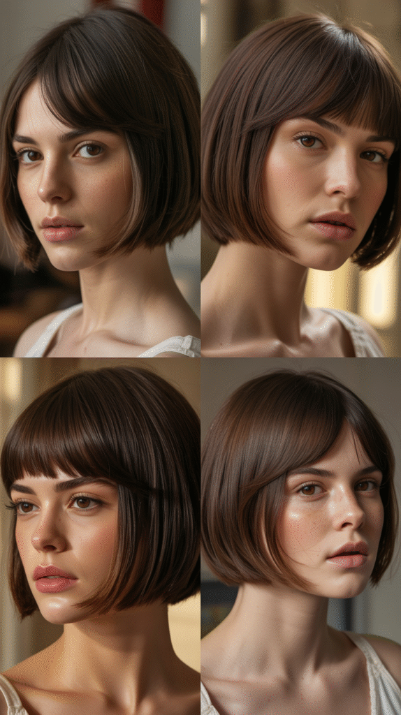 Blunt Cut with Side-Swept Bangs
