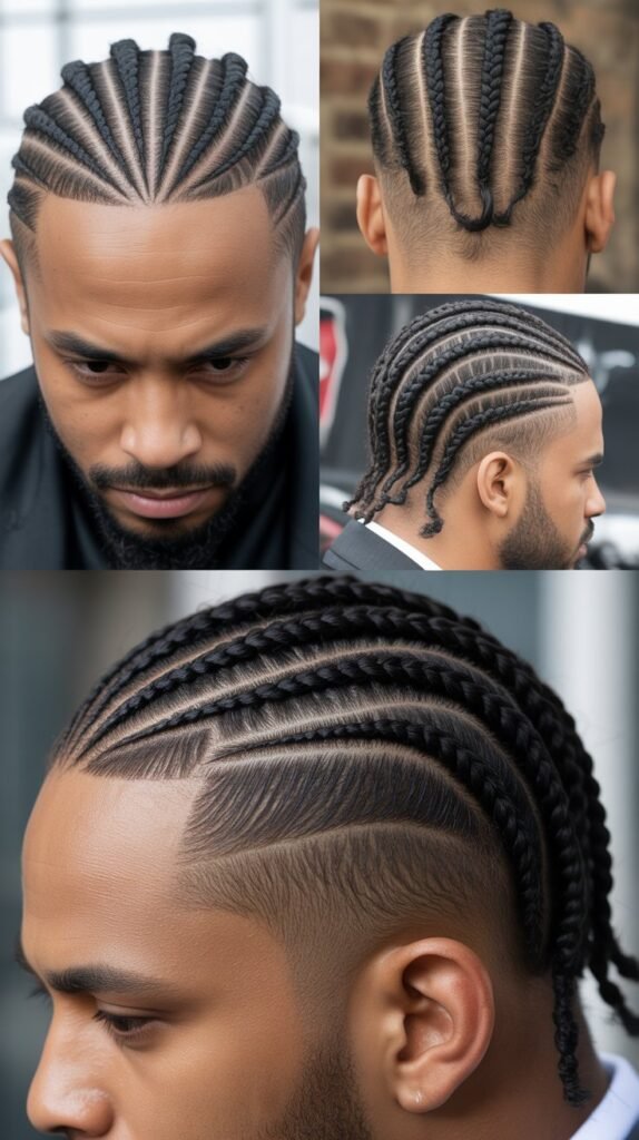 Crown Cornrows With Faded Sides