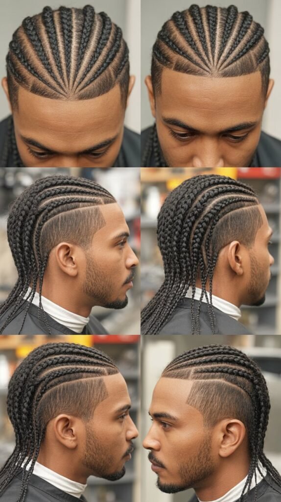  Disconnected Fade Cornrows With Hard Part
