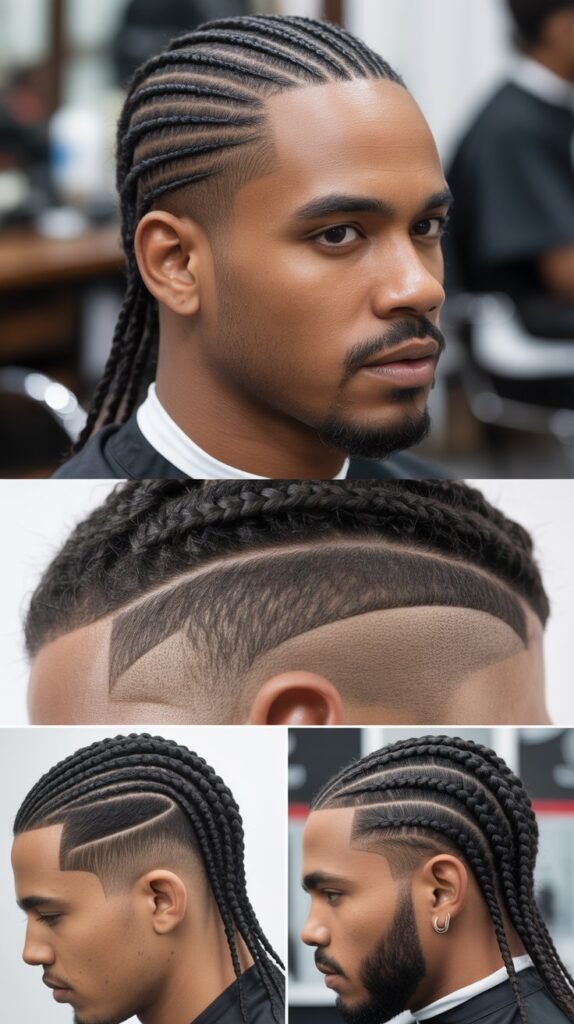  Cornrows With Temple Fade