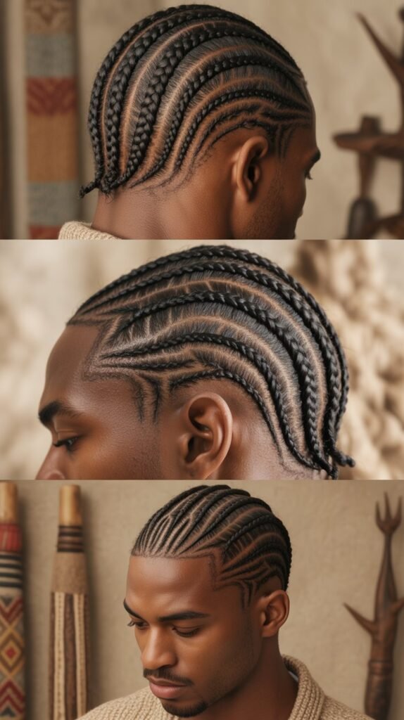  Tribal Side Cornrows With Shaved Center