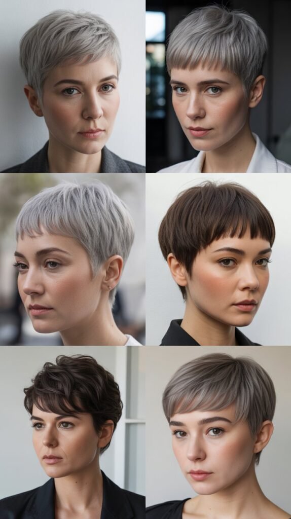 Rounded Pixie with Center-Parted Micro Fringe