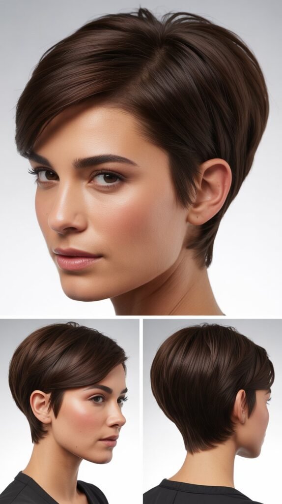  Classic Dark Chocolate Pixie Cut