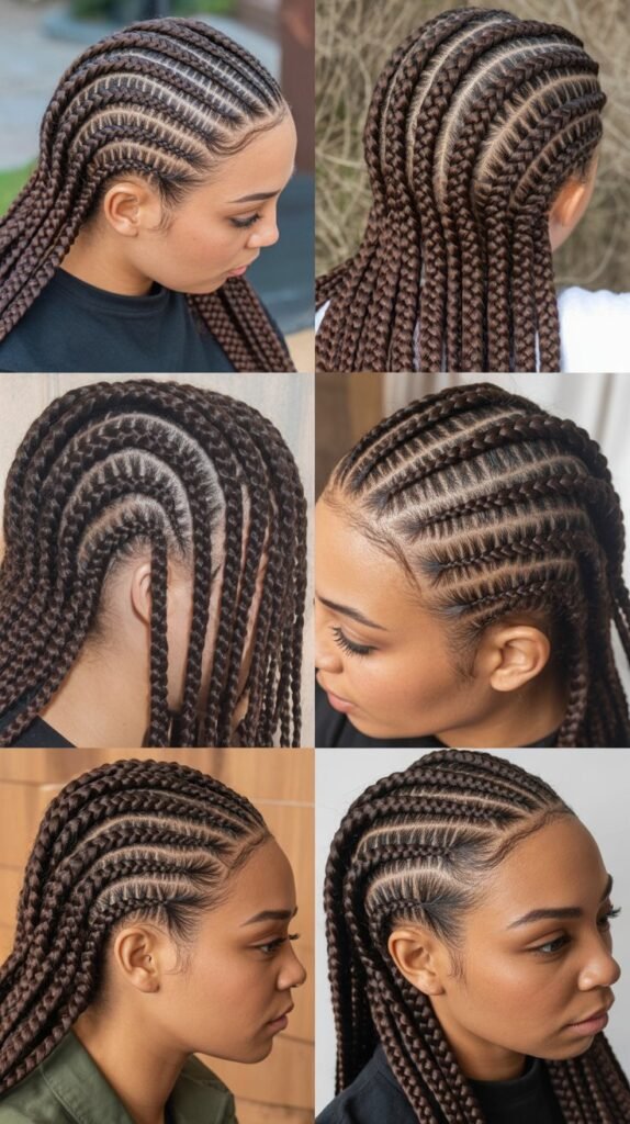 Dark Chocolate Brown Feed-In Braids