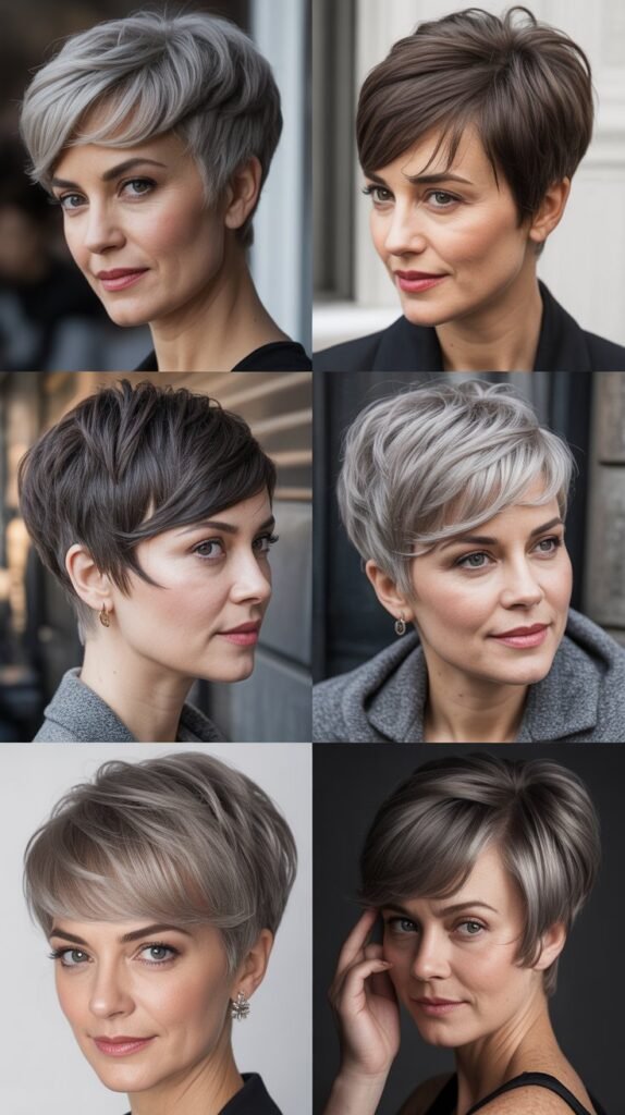  Layered Pixie with Deep Side Part and Swept Bangs