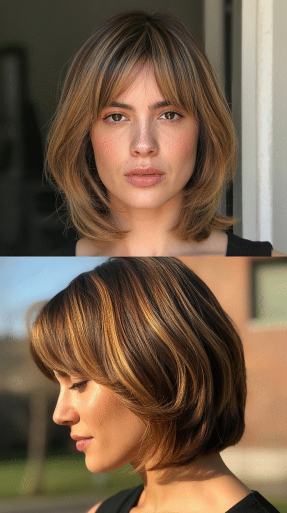 Curtain Bangs with Face-Framing Layers