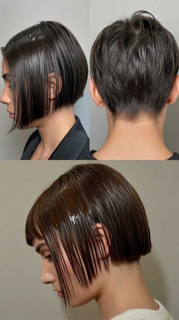 The Blunt Cut with Wet Look Styling