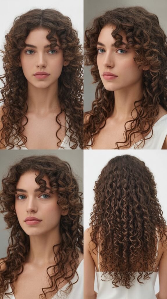 Curly Middle Part Long Hair