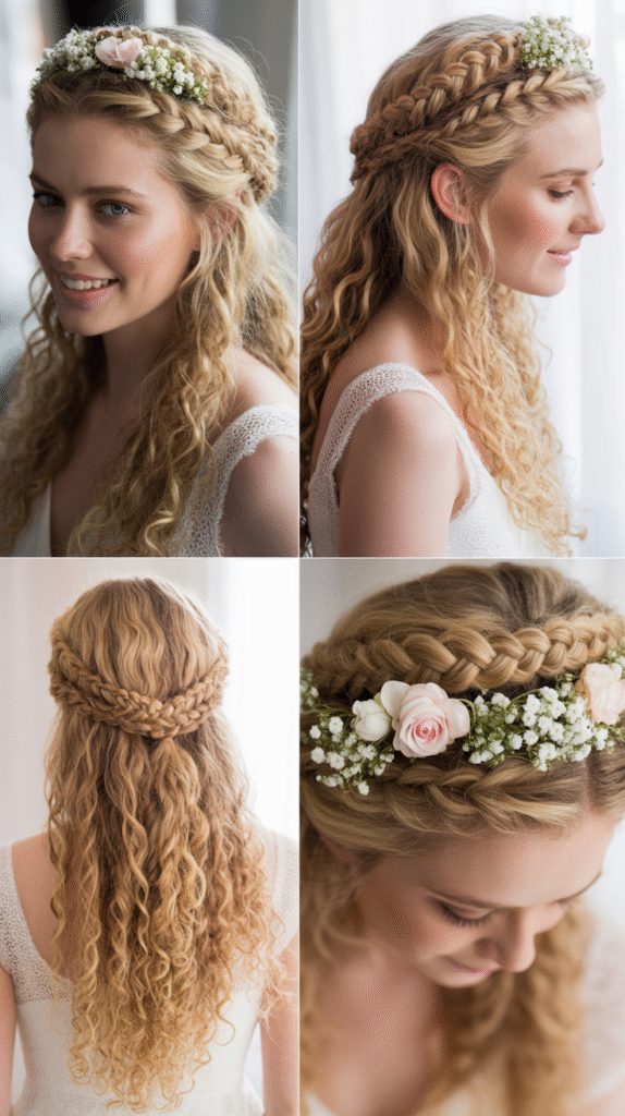 Romantic Braided Crown with Loose Curls