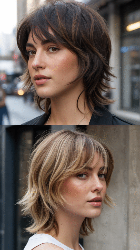 Choppy Wispy Bangs with Modern Shag Layers