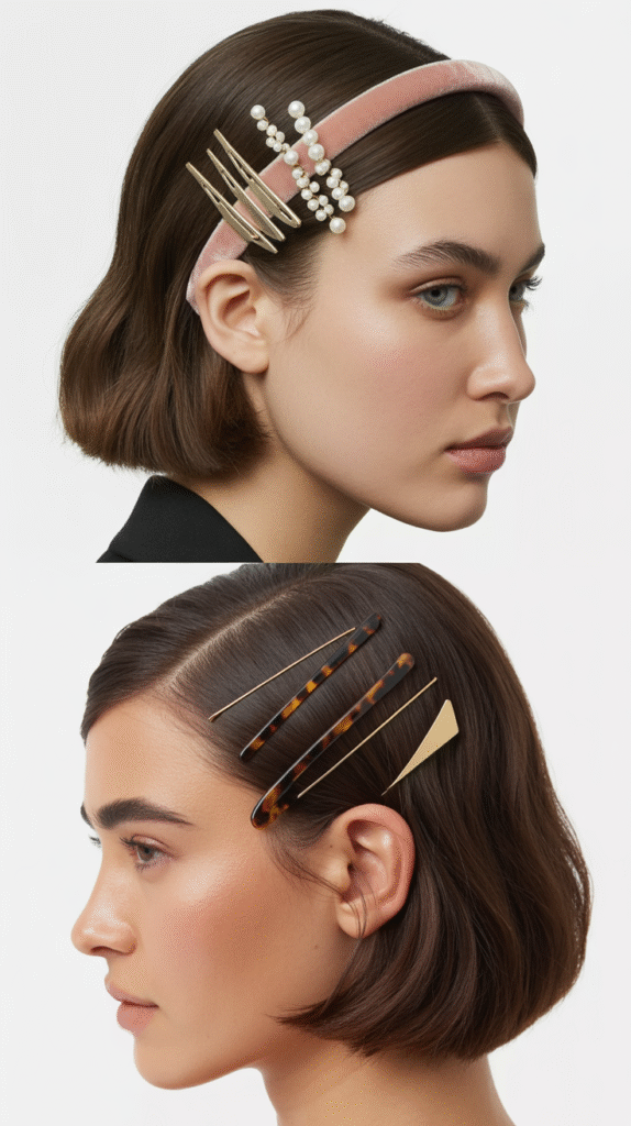  Blunt Cut With Hair Accessories