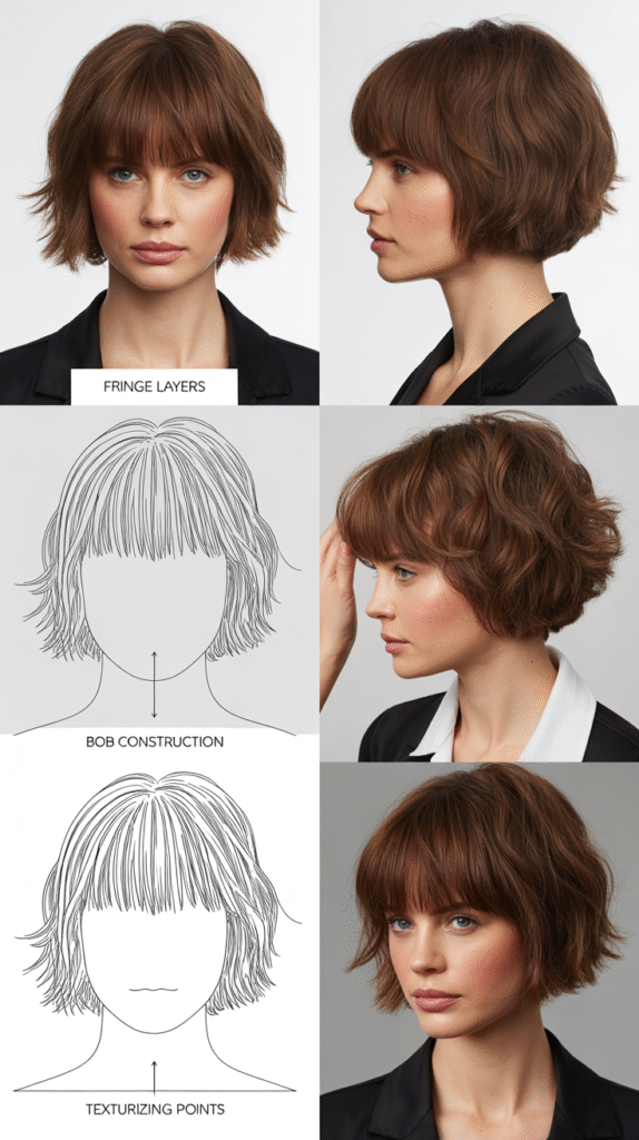 Textured Fringe With Layered Bob
