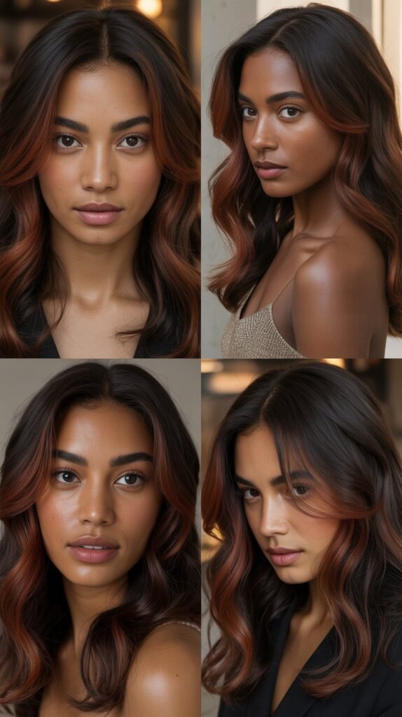 Dark Chocolate Brown with Auburn Lowlights