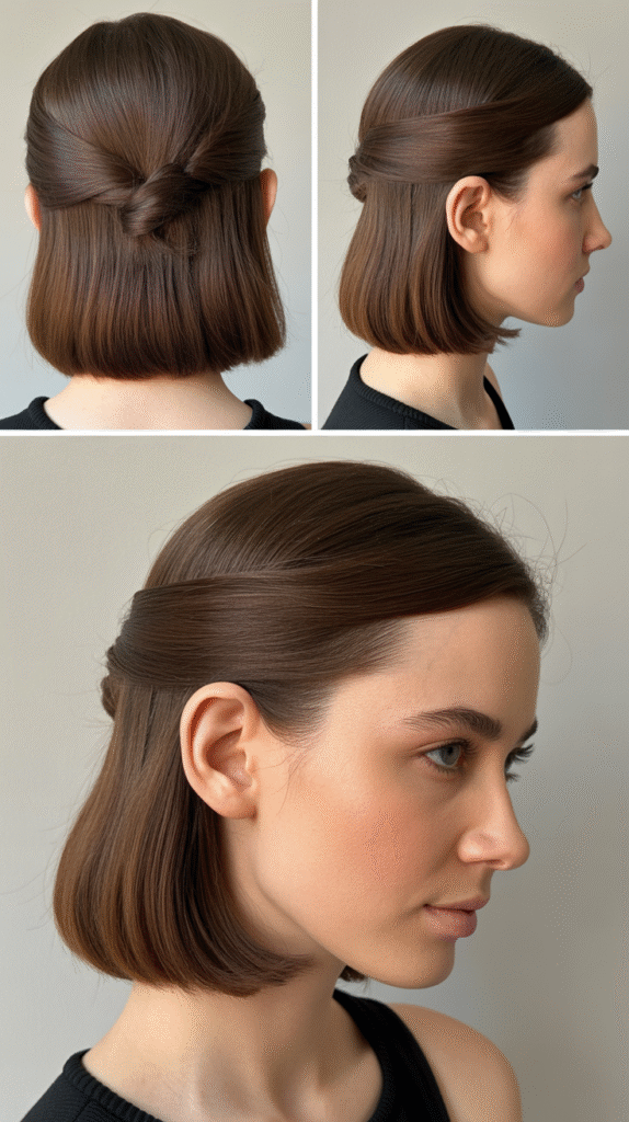  Blunt Cut Half-Up Style