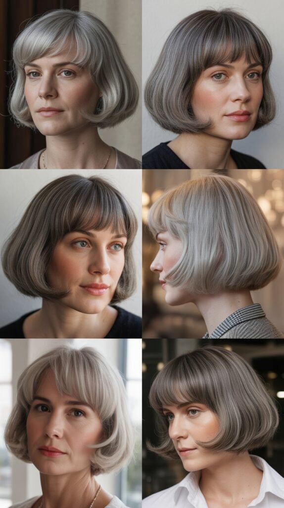 Rounded Bob with Center-Parted Bangs