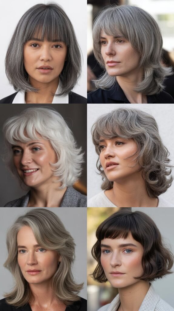 Best Bang Styles for Medium Length Gray Hair