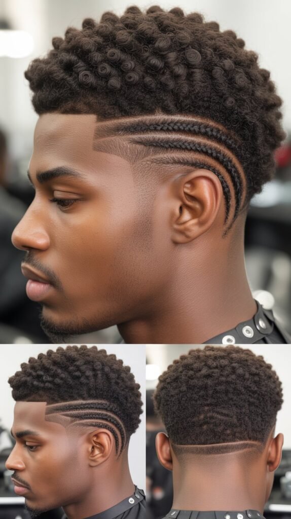 Tapered Afro Fade With Cornrowed Sides