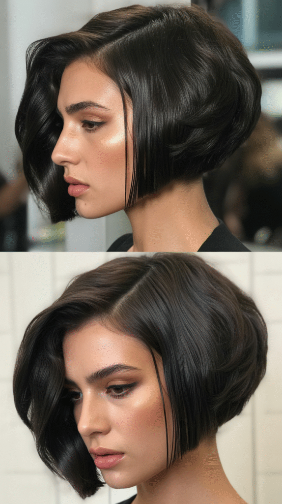  Blunt Cut with Deep Side Part