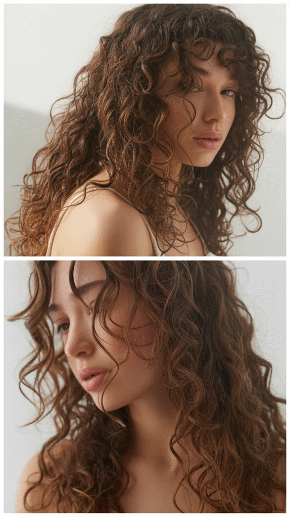 Long Curly Cut with Wispy Face-Framing