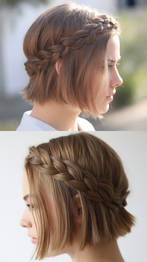  Blunt Cut With Crown Braiding