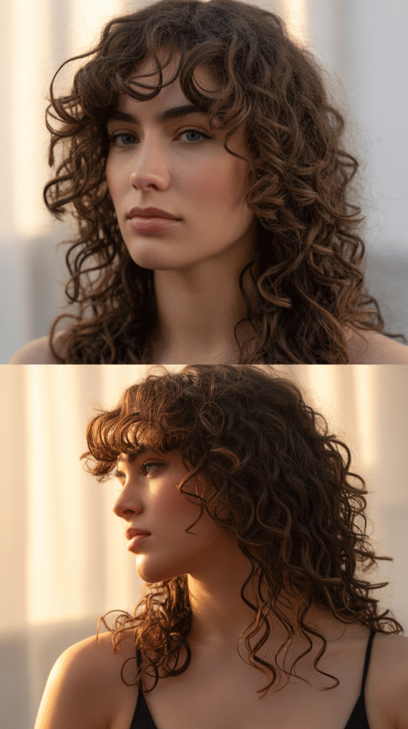 Long Curly Cut with Curtain Layers
