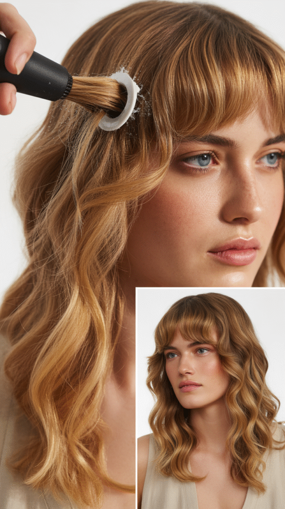 Side-Swept Wispy Bangs With Layered Waves