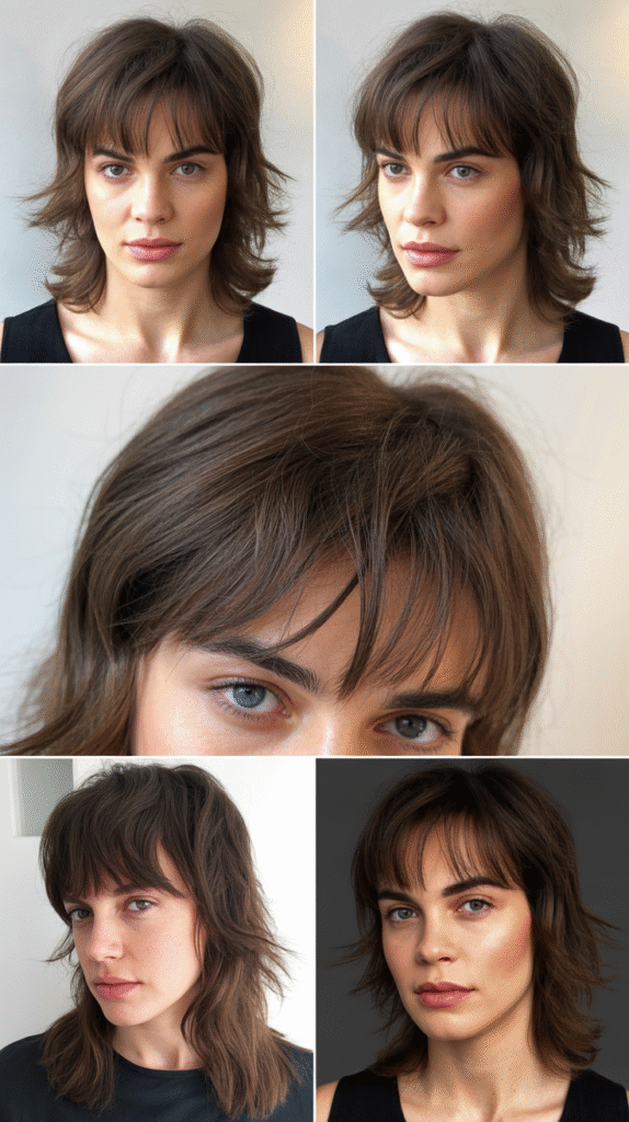  Textured Bangs With Mid-Length Layers