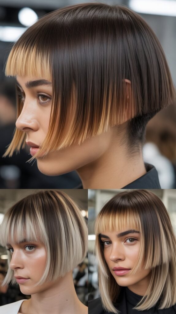 Blunt Cut with Face-Framing Color Melt