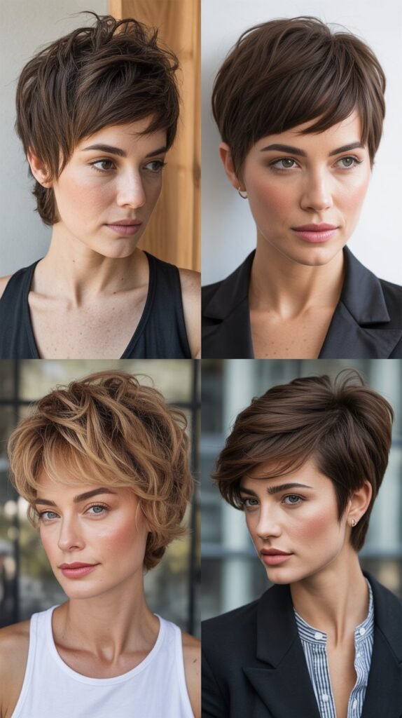 Textured Pixie Cut With Long Layered Bangs