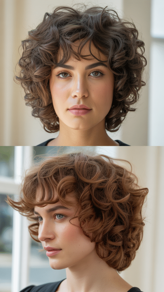  Layered Curly Shag for Heart-Shaped Faces