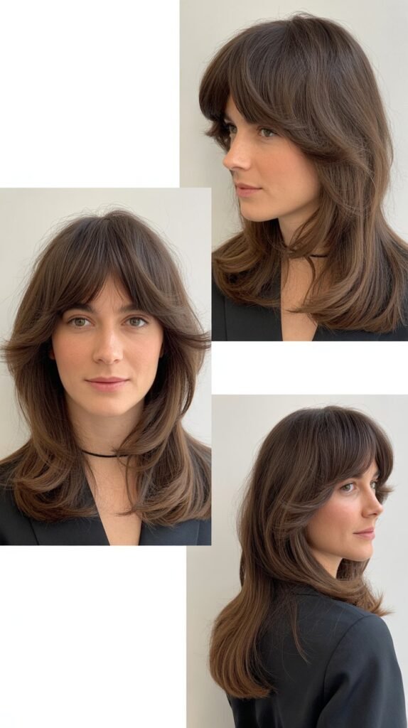 Curtain Bangs With Long Flowing Layers