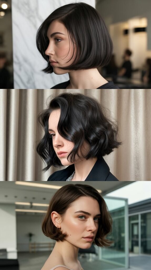 The Blunt Cut with Side Swept Style