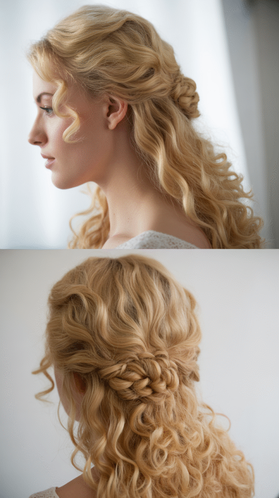 Textured Fishtail Half-Up Bun