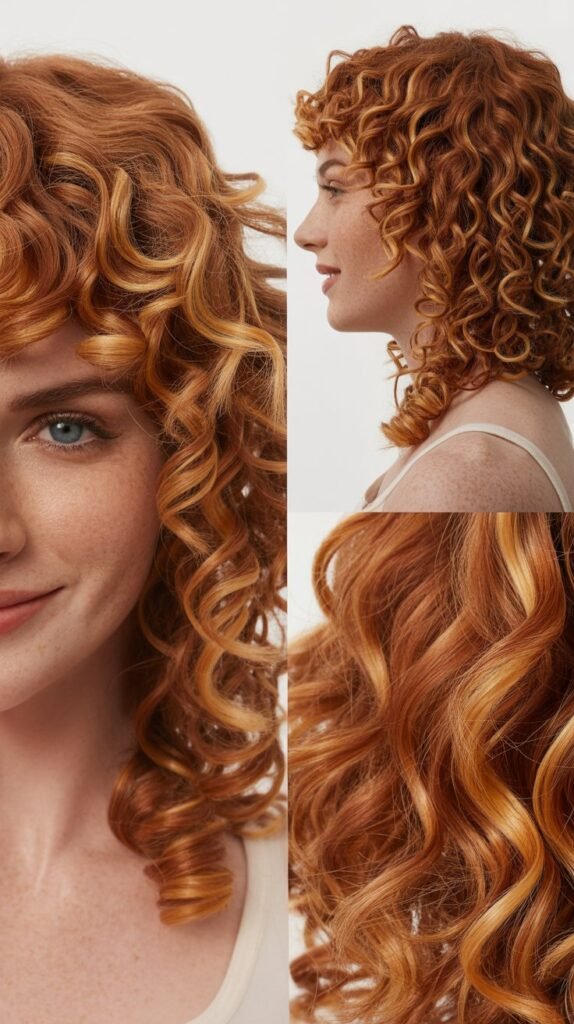  Strawberry Blonde Highlights on Auburn Curls