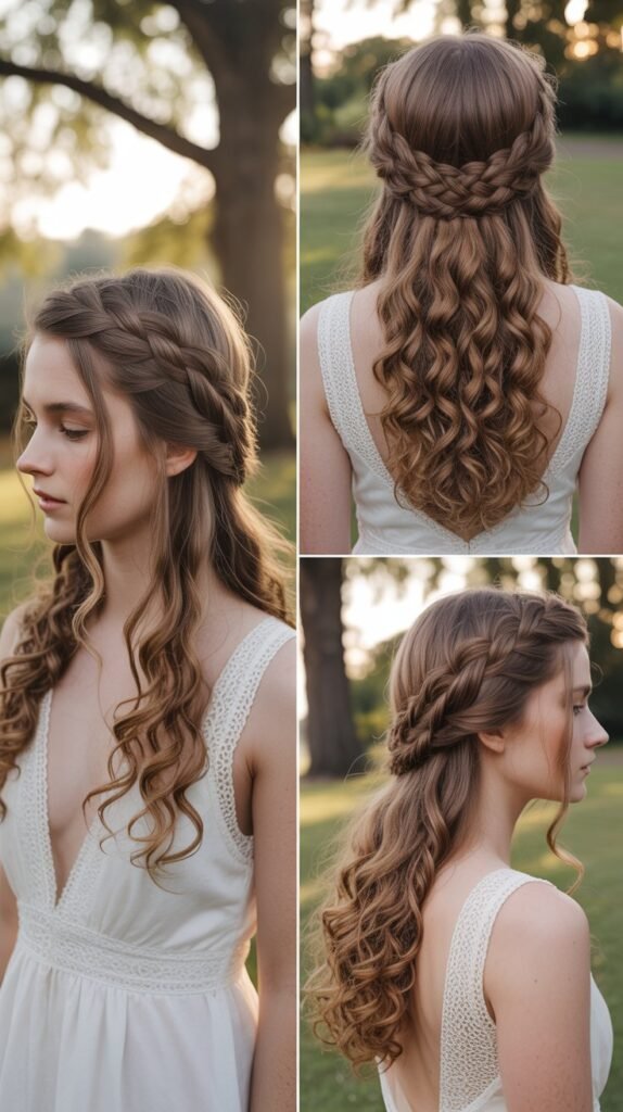 Crown Braid with Flowing Curls