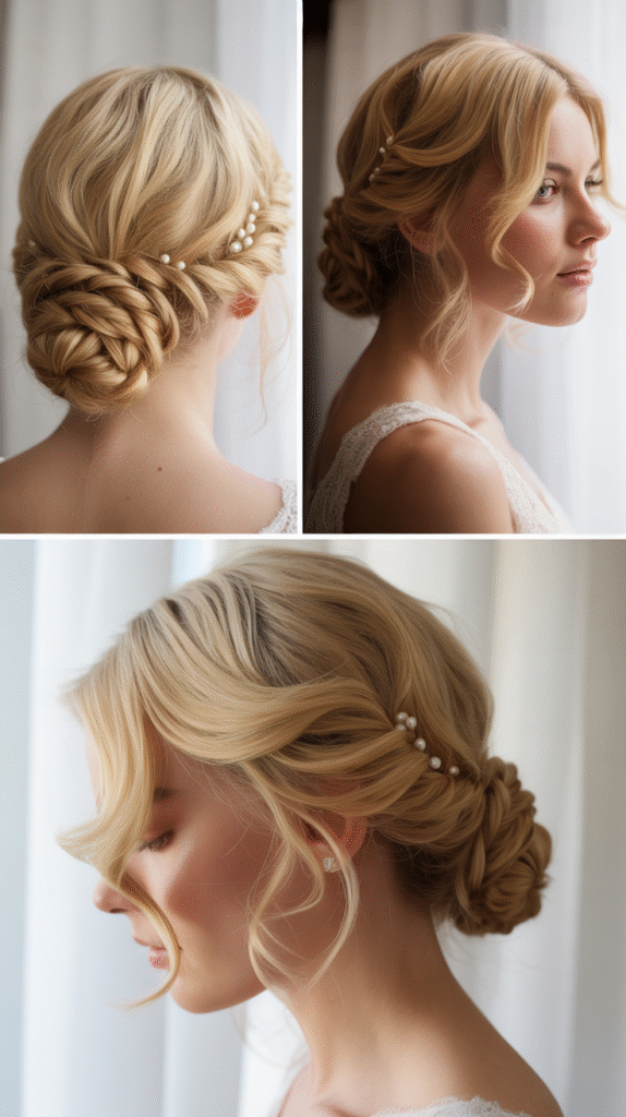 Twisted Low Bun with Cascading Curls