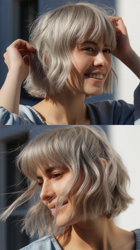 Messy Lob With Piecey Bangs