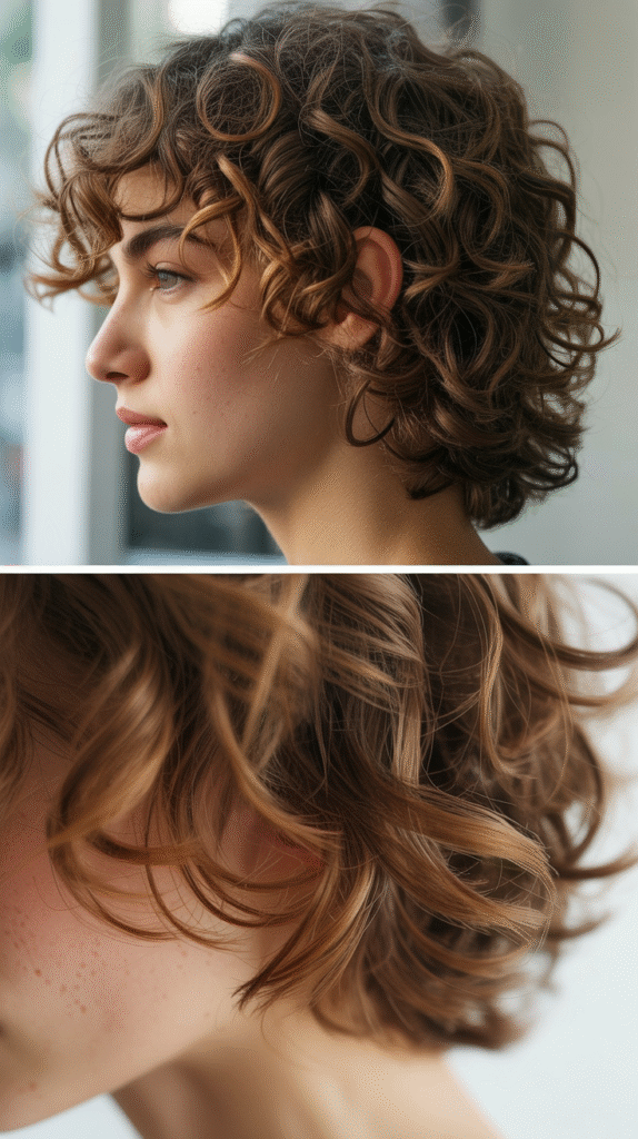 Textured Curly Layers with Razored Ends