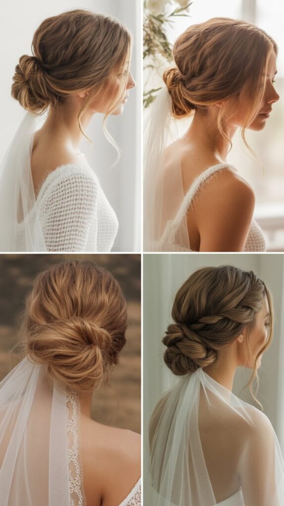 Loose Romantic Chignon with Veil