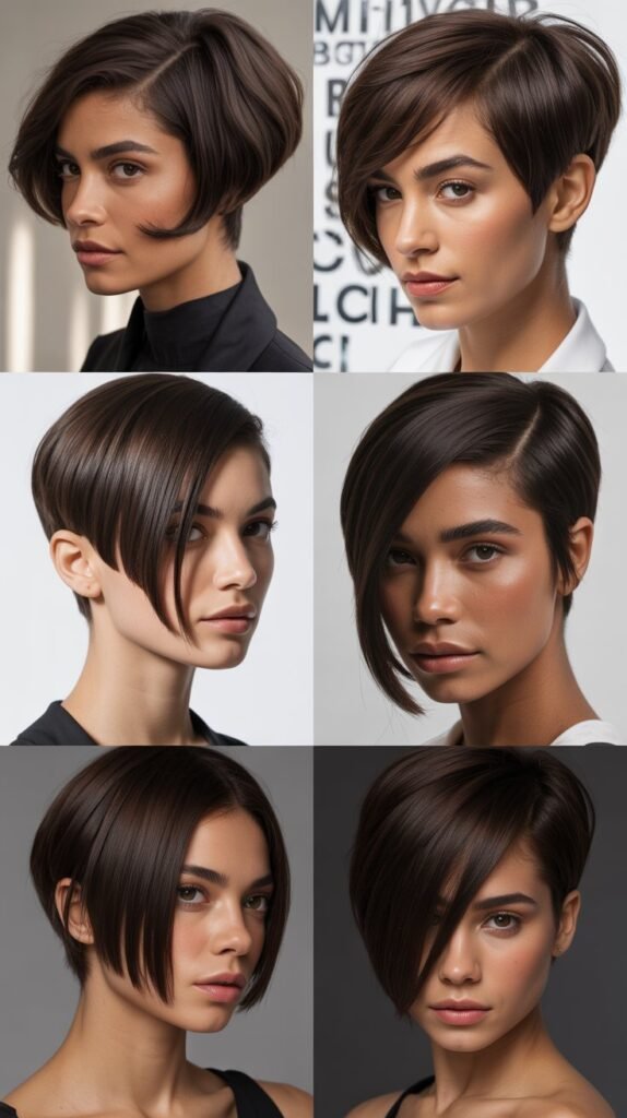  Dark Chocolate Brown Asymmetrical Cut