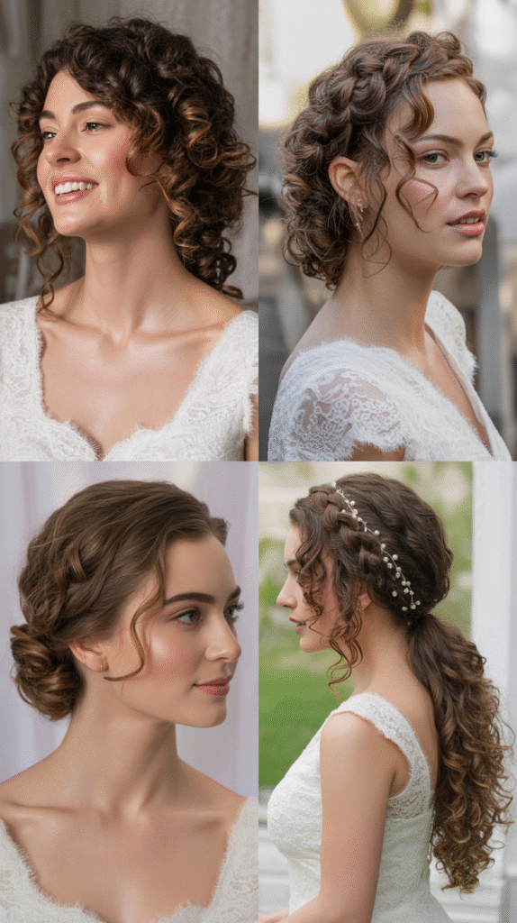  Romantic Curly Side Swept with Pins