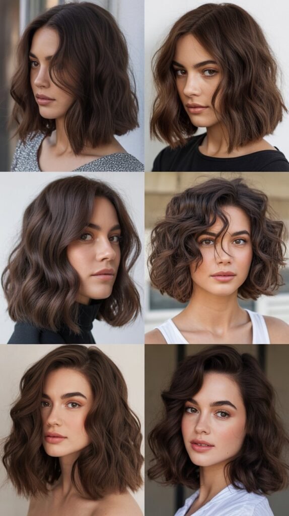  Wavy Dark Chocolate Lob (Long Bob)