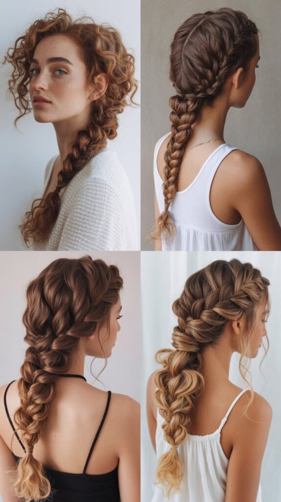 Curly Side Fishtail Braid