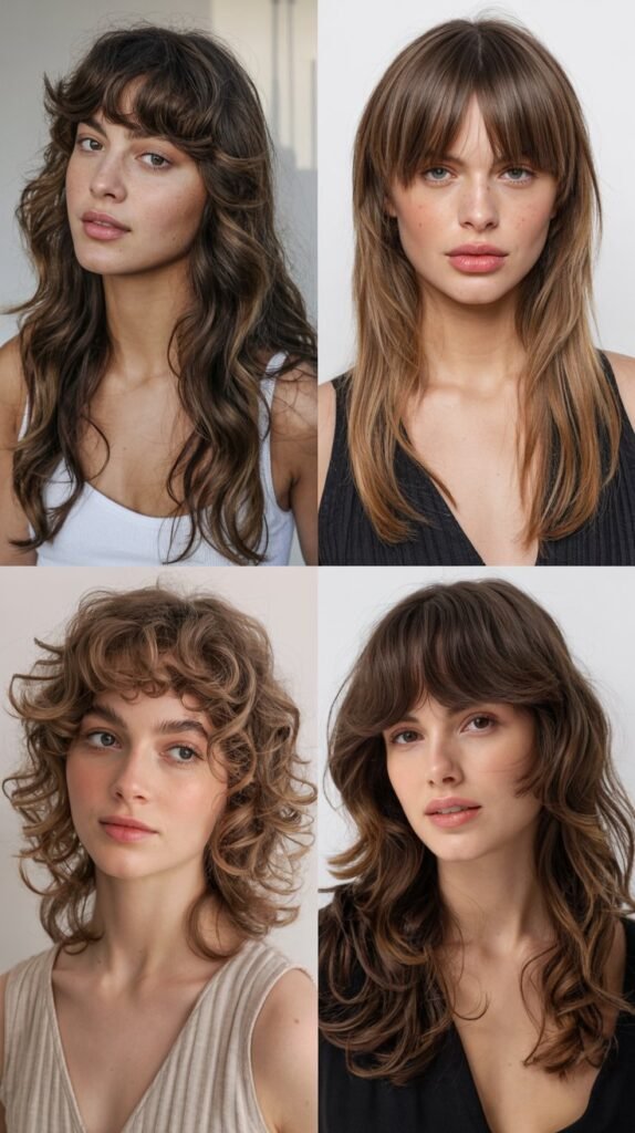 Full Bangs With Long Voluminous Hair